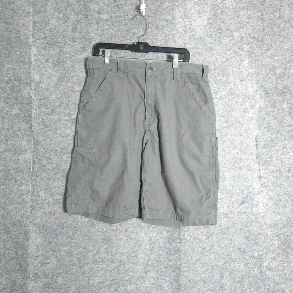 Carhartt B147 FAT Men 34 Gray Canvas Carpenter Work Shorts Relaxed Fit Utility
